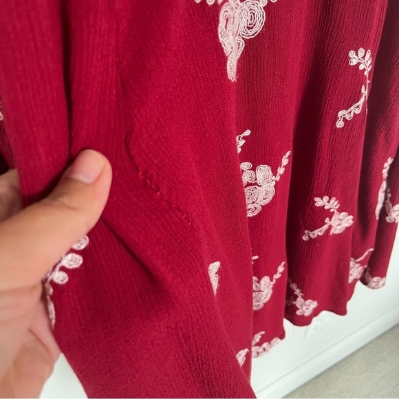 Red Mini Dress Embroidered White Florals Bohemian Alter’d State Size Small - Picture 6 of 12